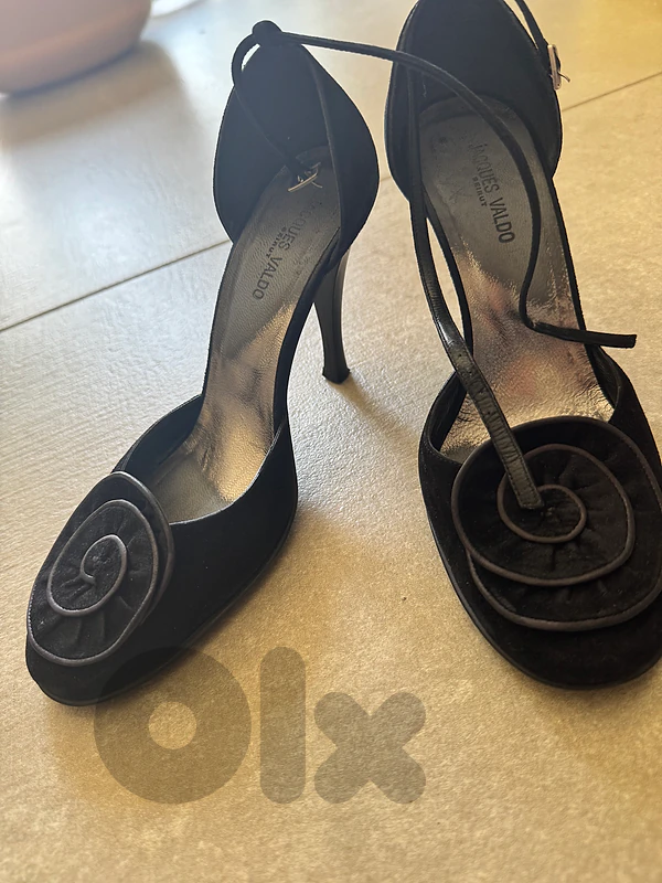high heels black real leather