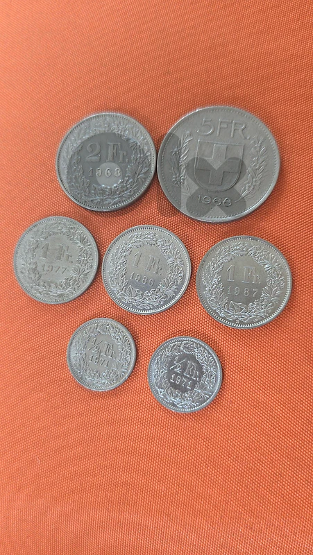Swiss Franc Coins - 7 Pieces Swiss Franc Coins - 7 Pieces
