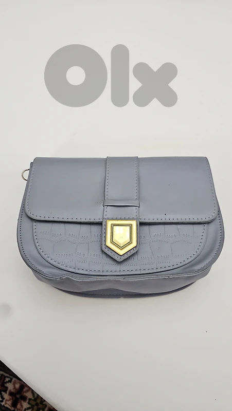 Gray and gold bag