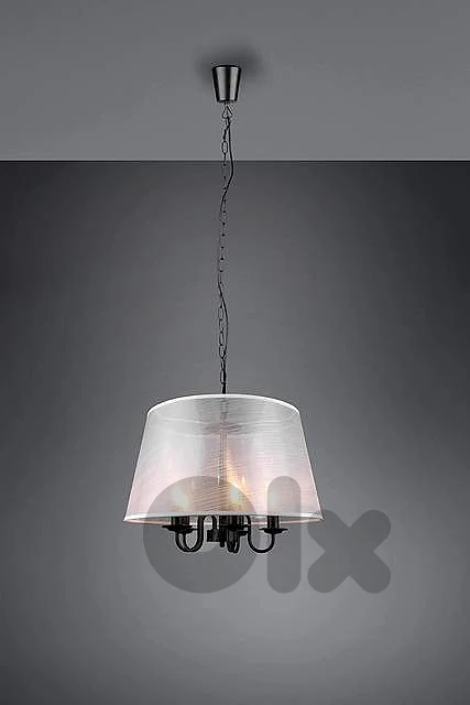 Cima Pendant Light: White Fabric Shade with Matte Black Core, 5xE14 Cima Pendant Light: White Fabric Shade with Matte Black Core, 5xE14