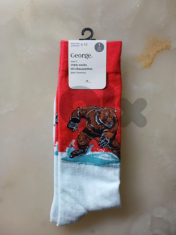 George Men's Graphic Crew Sock – Hockey Bear Edition