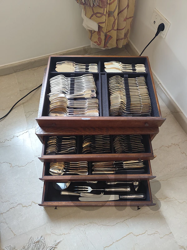 silver table set