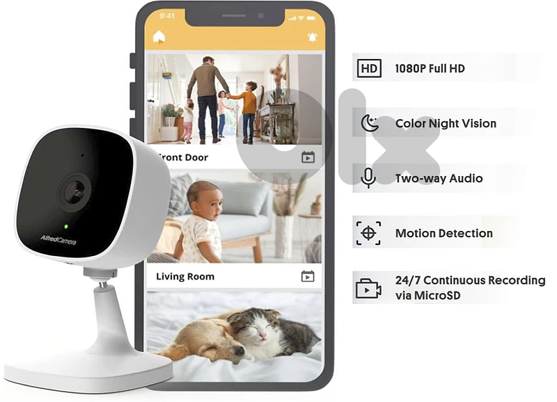 Alfred Camera Indoor Security Camera 1080P, Night Vision, Wide-View