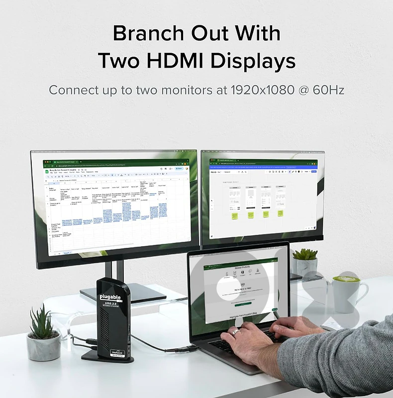 Universal USB 3.0 Docking Station Dual HDMI, 6 USB Ports, Ethernet Hub