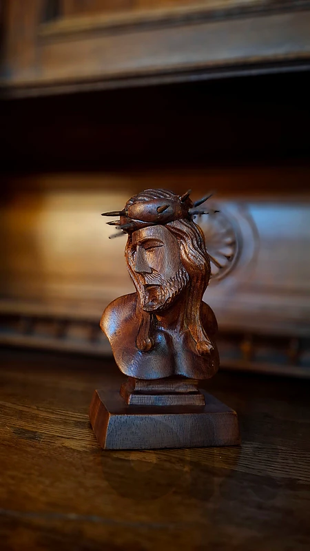 Sacred Grace - Masterpiece Antique Hand-Carved Christ Bust