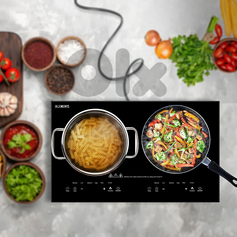KB ELEMENTS 4000W Double Induction Cooker - Black Crystal (ELK103P)