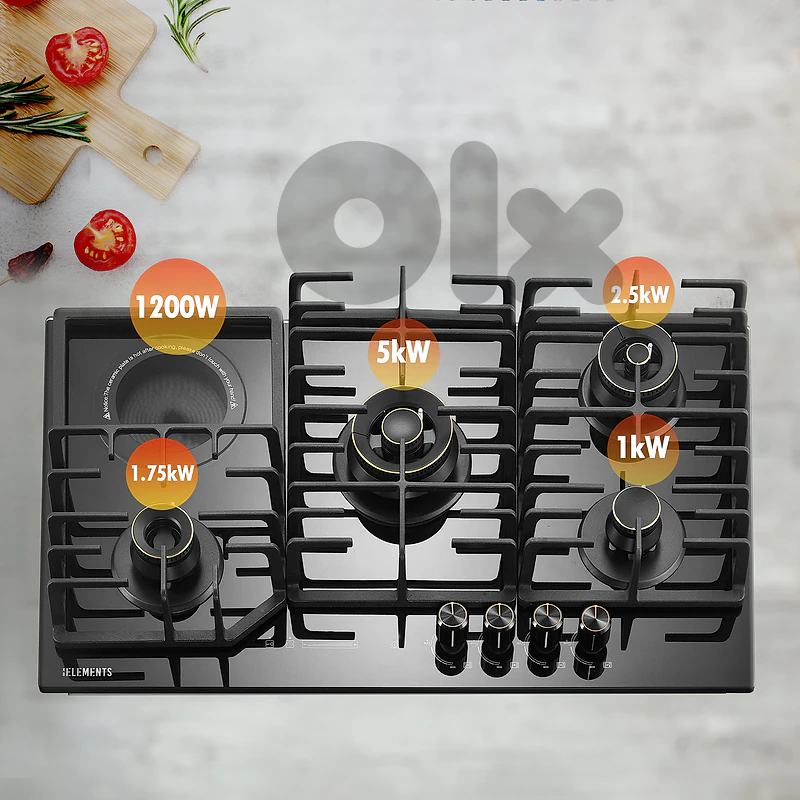 KB ELEMENTS Built-In Gas Cooktop 90cm - 4 Gas Burners + 1 (ELK131GH5)