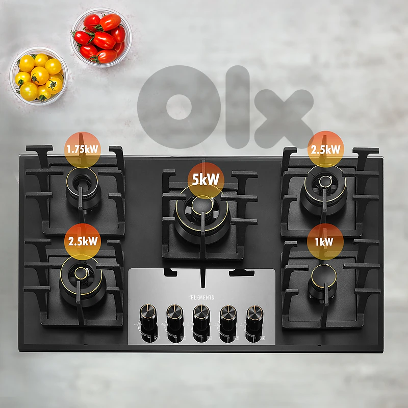 KB ELEMENTS Built-In Gas Cooktop 90cm - 5 Burners Tempered (ELK132GH5)
