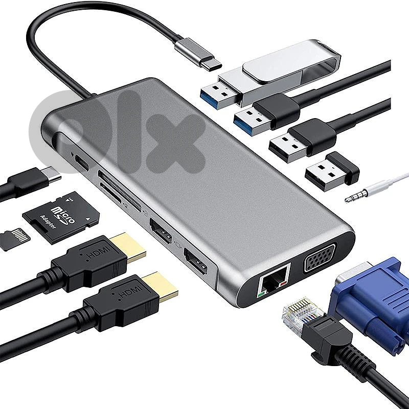 BUEROTIKA 12-in-1 Type-C Multiport Converter - 2x HDMI 4K, (52179)