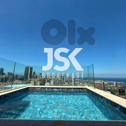 L21794 Rooftop Studio For Rent with Pool in Achrafieh