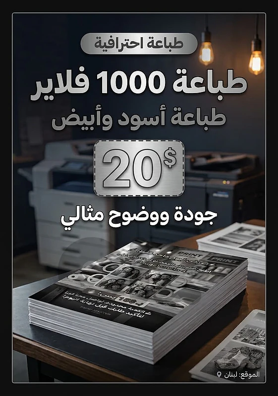 طباعة 1000 فلاير black&white بـ 20$ طباعة 1000 فلاير black&white بـ 20$