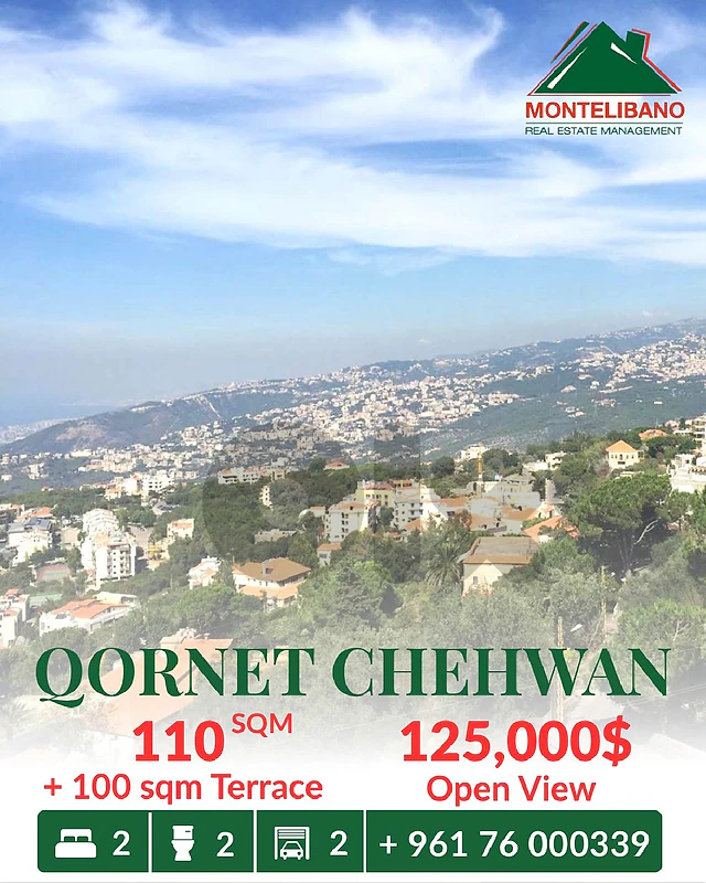 110 sqm Apartment For Sale in Qornet Chehwan with 100 sqm Terrace