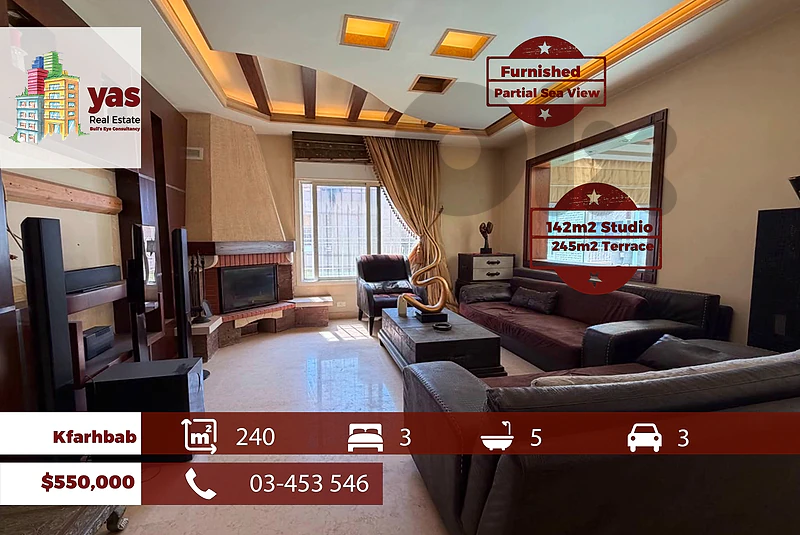 Kfarhbab 240m2 | 142m2 Studio | 245m2 Terrace | Furnished | EH