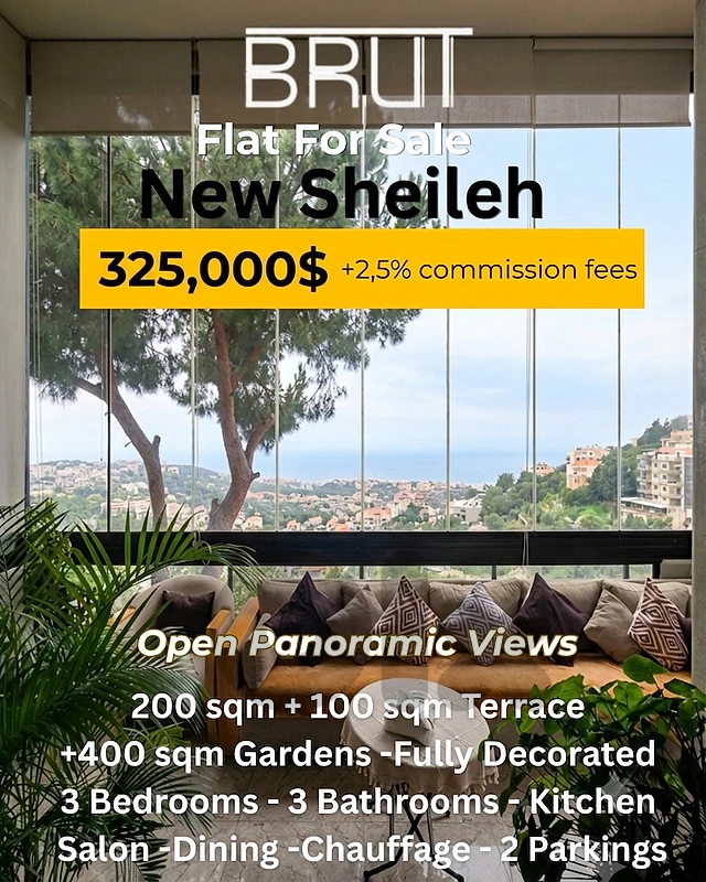 200 sqm Apartment +100sqm Terrace +400 sqm Gardens in New Sheileh
