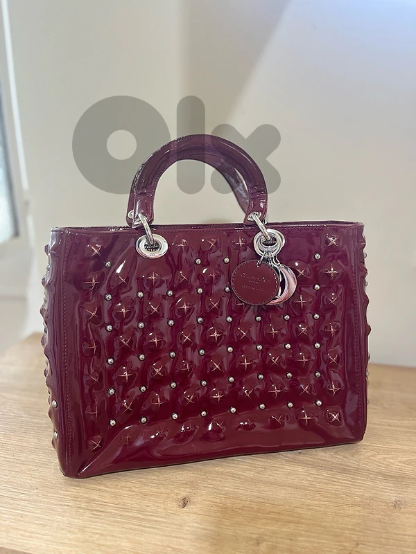 Authentic Christian Dior Cannage Studded Patent Leather Bag - Pristine