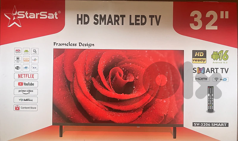 تلفزيون بعدو مش مفتوح من الكرتونة سمارت عالفحص STARSAT SMART TV