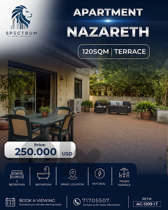 HOT DEAL ! APT IN ACHRAFIEH - NAZARETH WITH TERRACE | AC-1209 I.T HOT DEAL ! APT IN ACHRAFIEH - NAZARETH WITH TERRACE | AC-1209 I.T