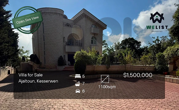 Villa on a 1000sqm land for sale in Ajaltoun فيلا للبيع على ارض ١٠٠٠م في منطقة عجلتون