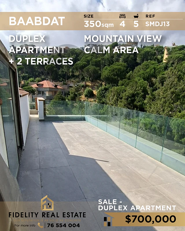 Apartment duplex sale in Baabdat SMDJ13 شقة دوبلكس  للبيع في بعبدات