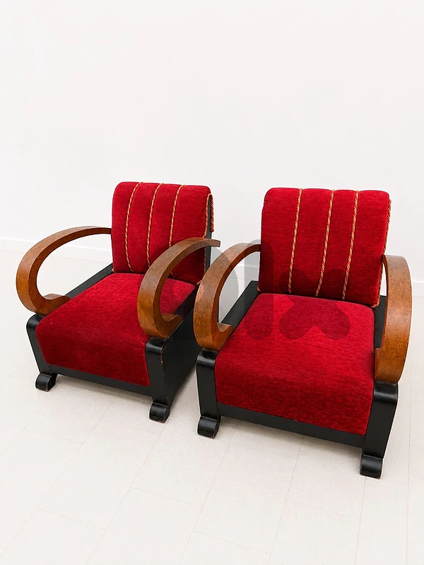pair of armchair in wood art deco 1950’s فوتاي كنب عدد ٢ ارديكو مميزين