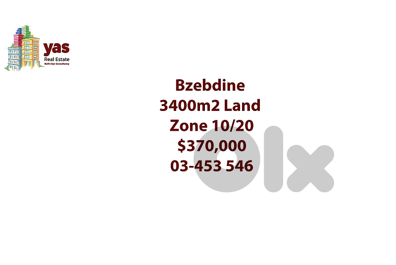 Bzebdine 3400m2 | Land | Coeff 10/20 | Prime Location | TCH