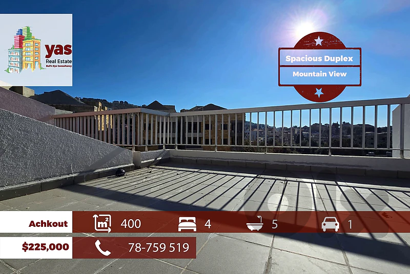 Achkout 400m2 | Spacious Duplex | Mountain View | Prime Area | DA |