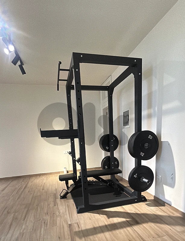 Squat rack with barbell