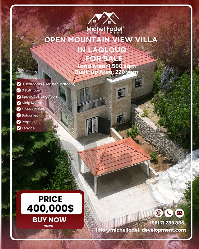 MN1016-Villa for Sale in Laqlouq –Mountain View فيلا للبيع في اللقلوق