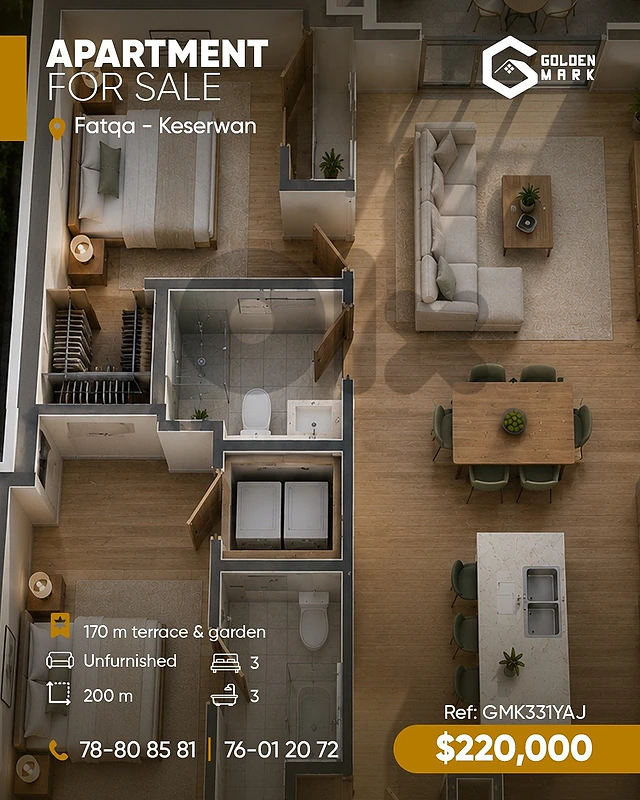 GMK331YAJ - Apartment For Sale In Fatqa - شقة للبيع في فتقا