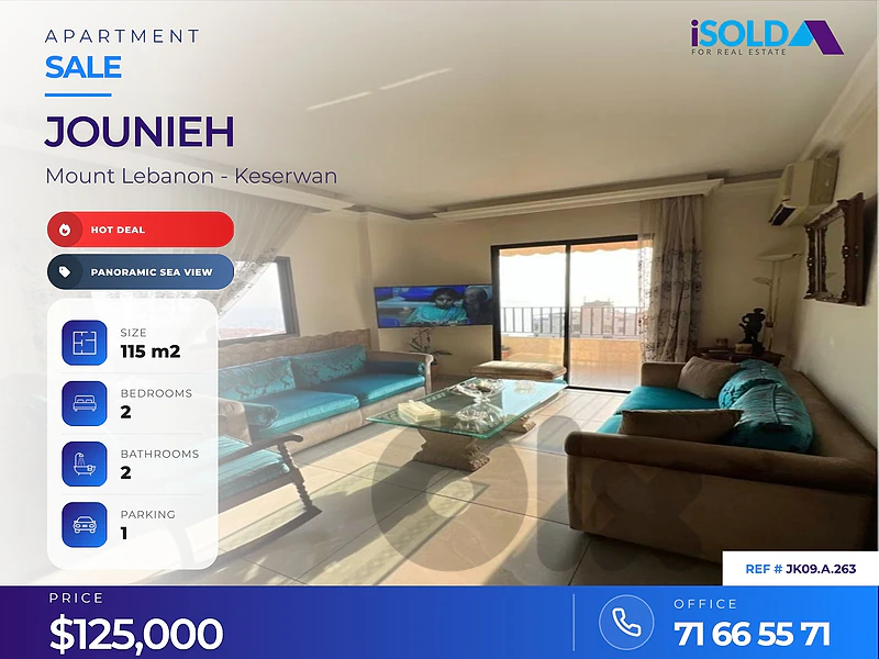 115 m2 apartment+ open sea view for sale in Sahel Alma, Jounieh