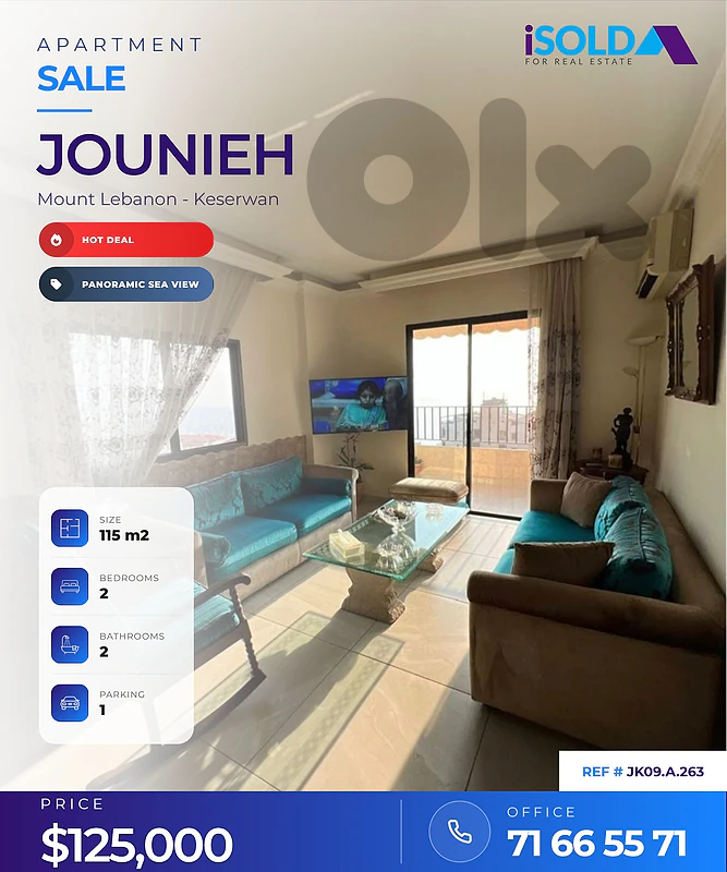 115 m2 apartment+ open sea view for sale in Sahel Alma, Jounieh