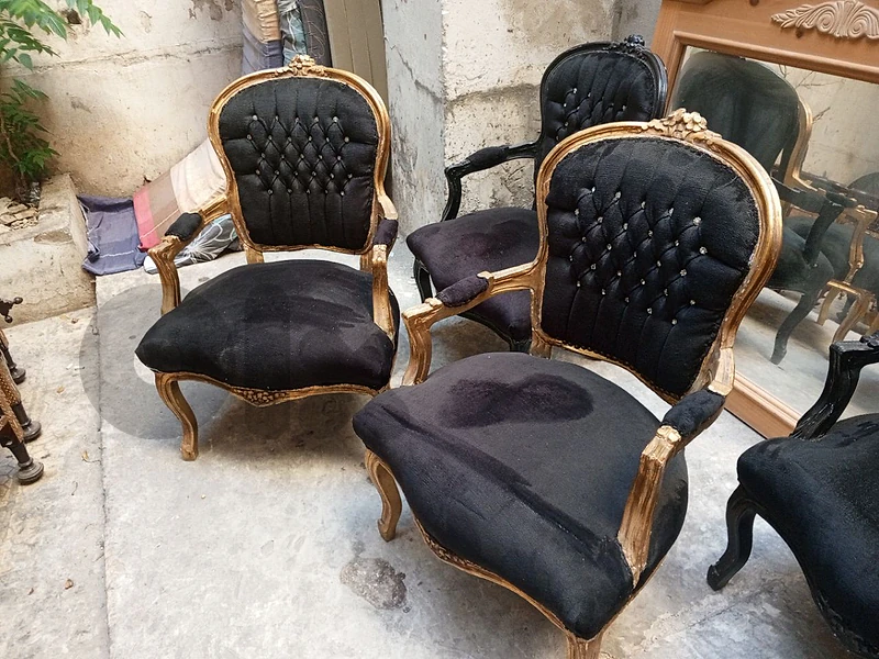 Gold Louis XV armchairs