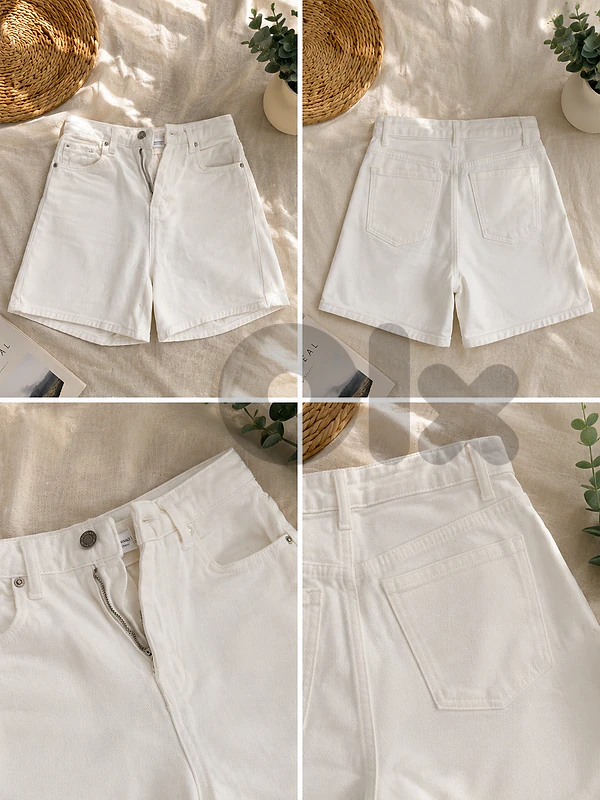 High Waist White Denim Shorts – Perfect for Summer – Like New