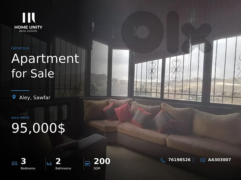 3-bedrooms Apartment for Sale , located in Sawfar , Aley