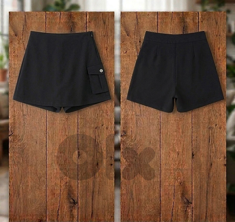 High Waist Black Mini Skort – Like New – Trendy Style