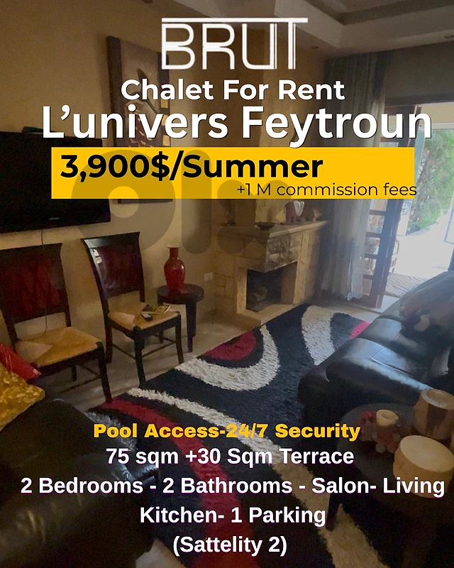 75sqm +30 Sqm Terrace Chalet for Rent-L’univers feitroun(Sattelity2)