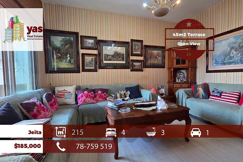 Jeita 215m2 | 45m2 Terrace|Open View | Well Maintained | High End | TO