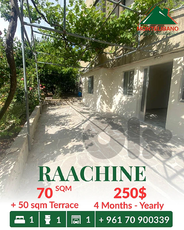 70 sqm Apartment For Rent in Raachine with 50 sqm Terrace