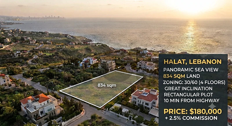 834sqm Land in Halat | Panoramic Sea View | Zone 30/60