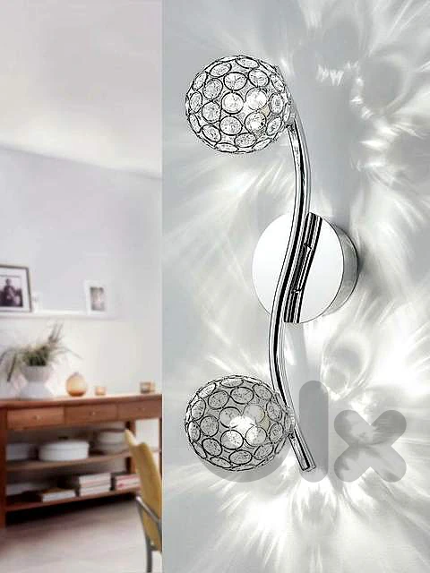 EGLO Ribolla Ceiling/Wall Light – Chrome Arc with Crystal Twin Spheres