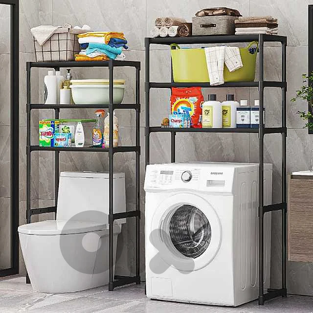 Over Toilet Storage Shelf - 3 Tier Washing Machine Rack, B/W