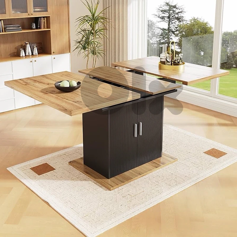 Extendable Dining Table with 3 Storage Compartments