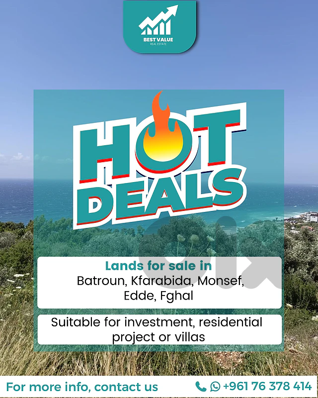 * Hot Deals* Landa for sale in Batroun, high demand area and ROI.