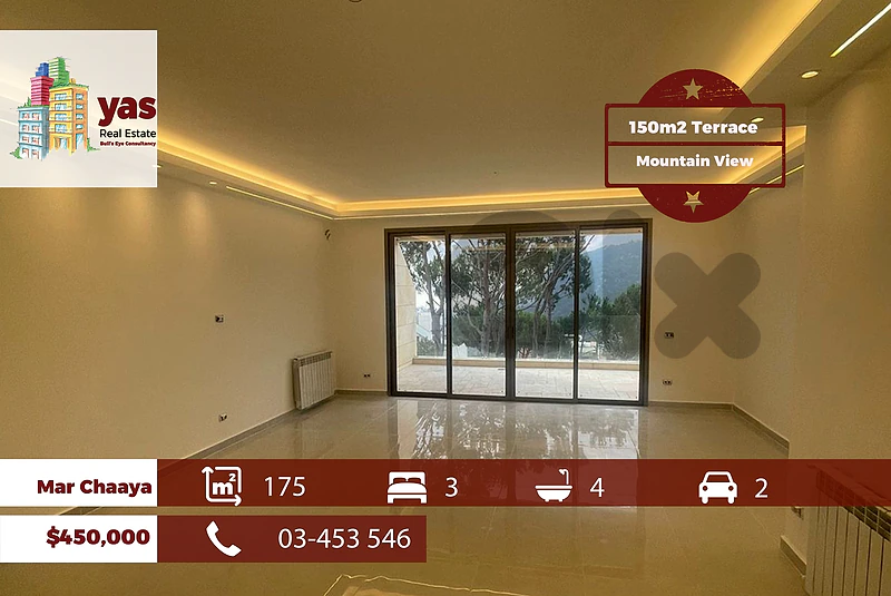 Mar Chaaya 175m2 | 150m2 Terrace | Prime Location | Mountain View |TCH
