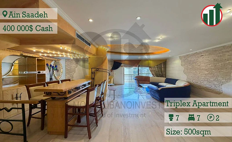 Furnished Triplex For sale in Ain Saadeh !!
