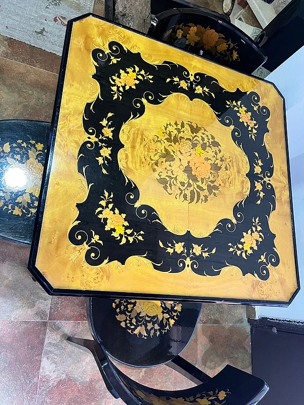 Unique Antique Italian Table, 4 chairs and a Bar