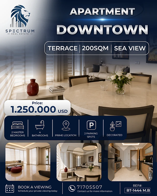 HOT DEAL ! APT IN DOWNTOWN WITH SEA VIEW & TERRACE | BT-1444 M.B