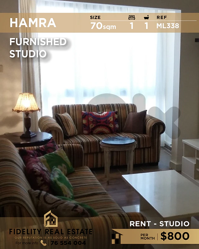 Studio for rent in Hamra ML338 استوديو  للإيجار في الحمرا