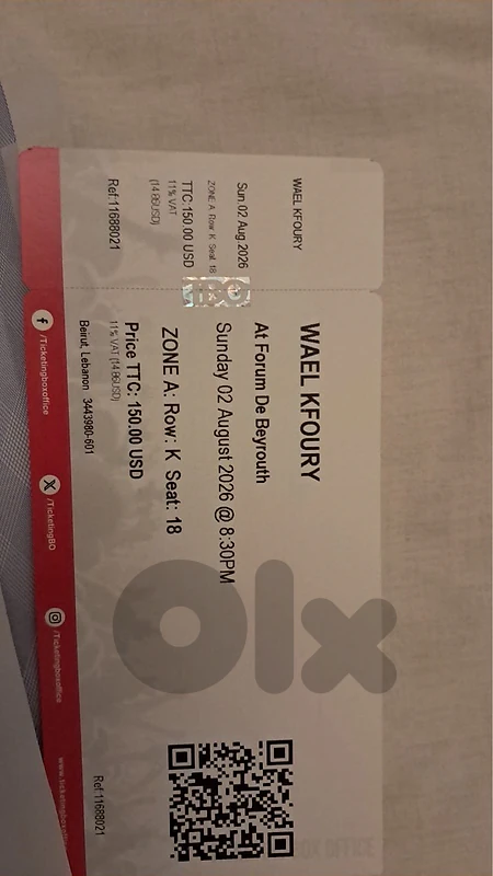 Wael kfoury Zone A ticket