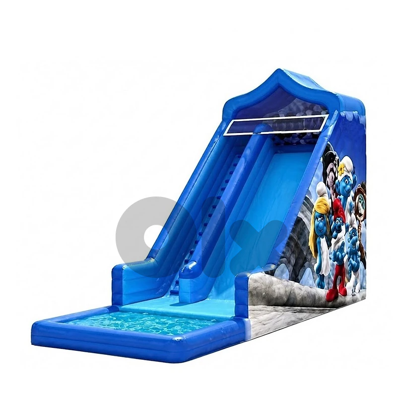Smurfs Themed Inflatable Outdoor Water Slide 800x400x500 CM - زحليطة